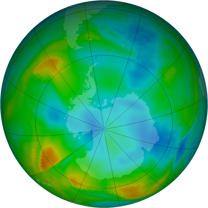 Antarctic ozone map for 27 June 1989